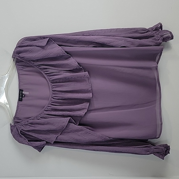 1 STATE Lavender Fields ruffle long sleeves embroidered blouse - Picture 2 of 10